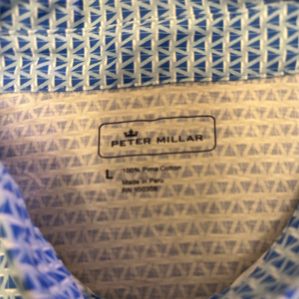 Peter Millar Blue Geometric Pattern. Size Men’s L… - image 2